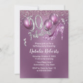 素晴らしいモダン50パープルガール50誕生日 招待状 (正面)