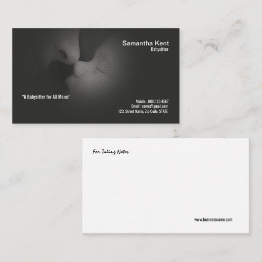 素晴らしいモノクロお母さんのベビーの乳母の名刺 コーリングカード (正面/裏面)