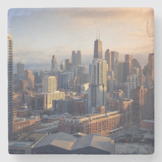 素晴らしいライトとの都市景観の眺め ストーンコースター (正面)