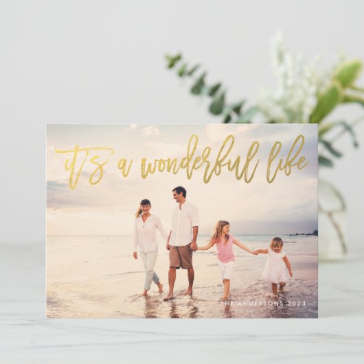 素晴らしいライフフォイルフェイクホリディフォトカード シーズンカード (スタンド正面)