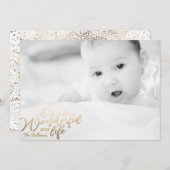 素晴らしいライフフォイル金ゴールドクリスマスフォト シーズンカード (正面/裏面)