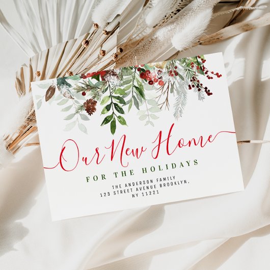 素晴らしいライフレッド&ホワイトレタリングニューホーム ポストカード