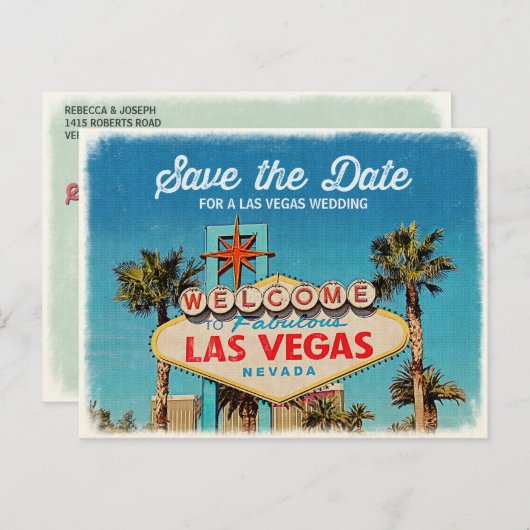 素晴らしいラスベガスの日付を保存結婚する 案内ポストカード (正面/裏面)
