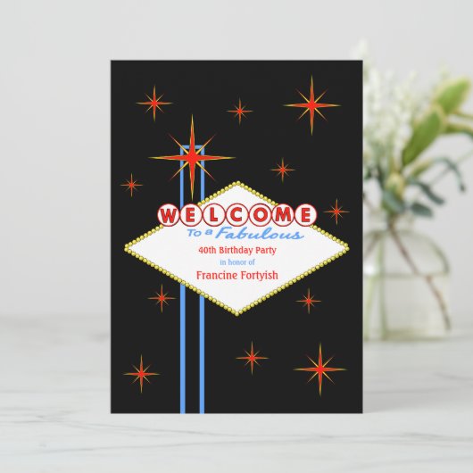 素晴らしいラスベガスサインバースデーパーティーの招待 招待状 (スタンド正面)