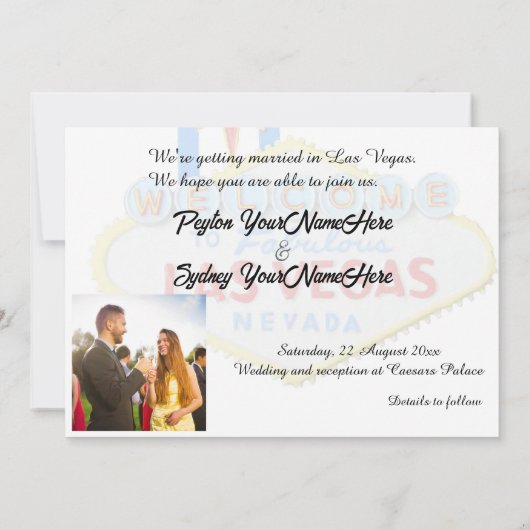 素晴らしいラスベガス日付の写真を保存 招待状 (裏面)
