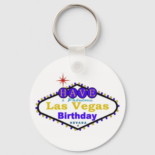 素晴らしいラスベガス誕生日キーチェーンを持つ キーホルダー (正面)