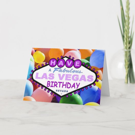 素晴らしいラスベガス誕生日バルーンを持っている – カード (正面)