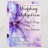 素晴らしいラベンダー紫色の水色の蝶 招待状 (正面/裏面)
