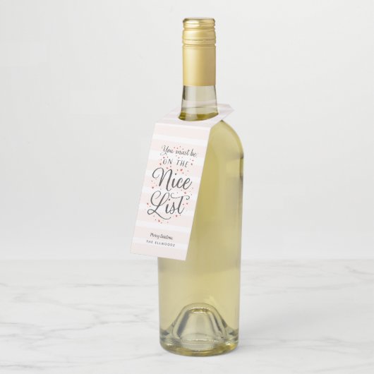 素晴らしいリストのおもしろい諺のクリスマスのボトルのギフトのラベル ボトルネックタグ (アングル)