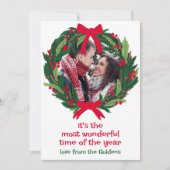 素晴らしいリースカスタムフォトクリスマス シーズンカード (正面)