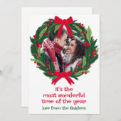 素晴らしいリースカスタムフォトクリスマス シーズンカード (正面/裏面)