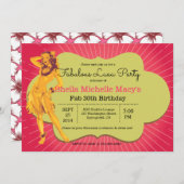 素晴らしいルアウ(ハワイ式宴会)パーティーレトロスタイルピンナップ 招待状 (正面/裏面)