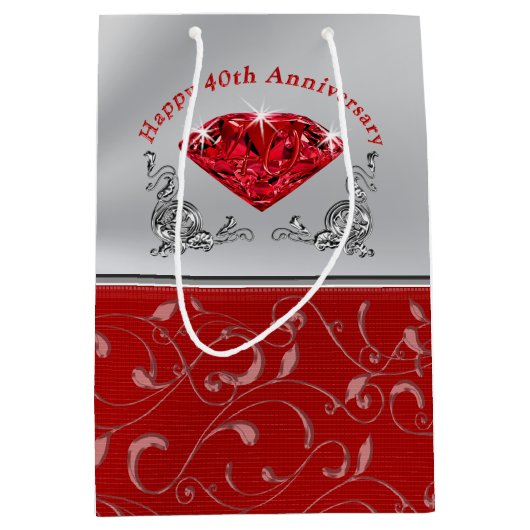 素晴らしいルビー第40記念日のギフトバッグ ミディアムペーパーバッグ (正面)