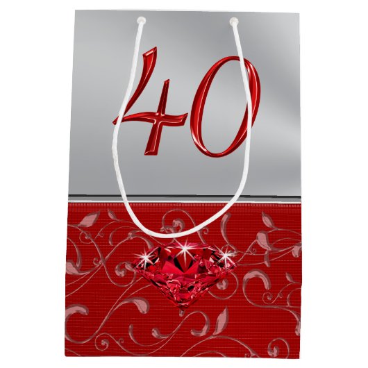 素晴らしいルビー第40記念日のギフトバッグ ミディアムペーパーバッグ (裏面)