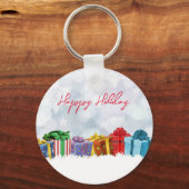 素晴らしいレインボークリスマスプレゼント キーホルダー (正面)