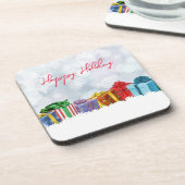 素晴らしいレインボークリスマスプレゼント コースター (左側)