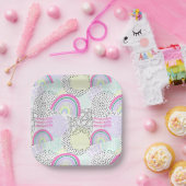 素晴らしいレインボー90のスタイル小さな女の子誕生日パーティー ペーパープレート (パーティー)