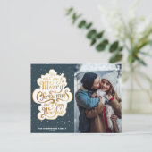 素晴らしいレタリング写真のクリスマス休暇 ポストカード (スタンド正面)