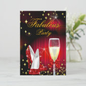 素晴らしいレッドグリッターハイヒールバースデーパーティー 招待状 (スタンド正面)