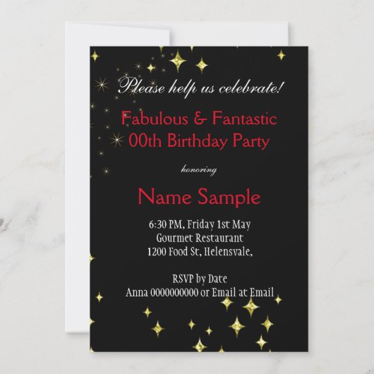 素晴らしいレッドグリッターハイヒールバースデーパーティー 招待状 (裏面)