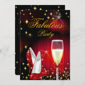 素晴らしいレッドグリッターハイヒールバースデーパーティー 招待状 (正面/裏面)