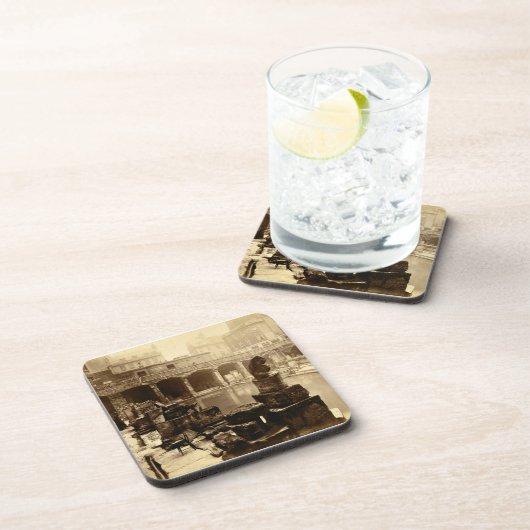 素晴らしいローマのBath、Bath (b/wの写真) コースター (右側)