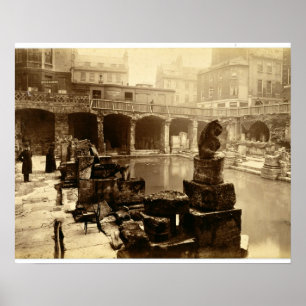 素晴らしいローマのBath、Bath (b/wの写真) ポスター
