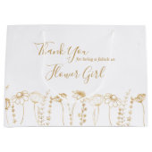 素晴らしいワイルドフラワースケッチをしてくれてありがとう ラージペーパーバッグ (正面)