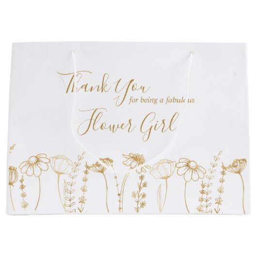 素晴らしいワイルドフラワースケッチをしてくれてありがとう ラージペーパーバッグ (正面)