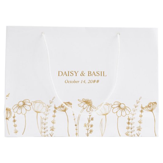 素晴らしいワイルドフラワースケッチをしてくれてありがとう ラージペーパーバッグ (裏面)