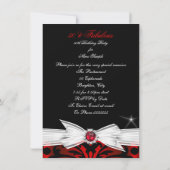 素晴らしいワイルドレッドブラックダマスク50th誕生日パーティー 招待状 (裏面)