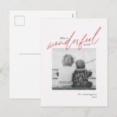 素晴らしいワールドシンプルフォトクリスマスレッドホリデー シーズンポストカード (正面/裏面)