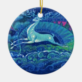 素晴らしいヴィンテージのロシアので青いクリスマスのトナカイ セラミックオーナメント