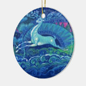 素晴らしいヴィンテージのロシアので青いクリスマスのトナカイ セラミックオーナメント (左)