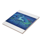 素晴らしいヴィンテージのロシアので青いクリスマスのトナカイ タイル (側面)