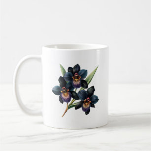 素晴らしいヴィンテージクラシックブラックオーキッドコーヒーマグ コーヒーマグカップ