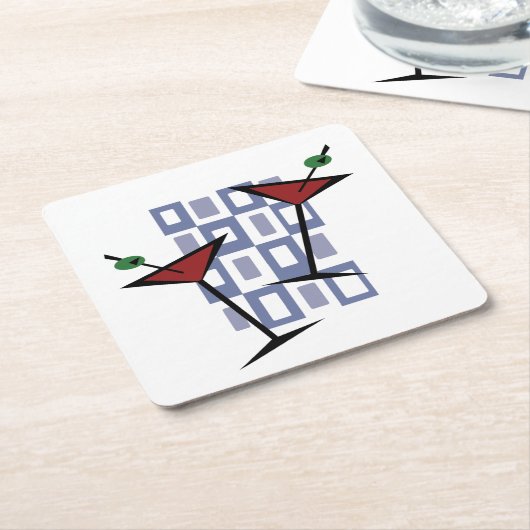 素晴らしいヴィンテージスタイルマルティーニ スクエアペーパーコースター (アングル)