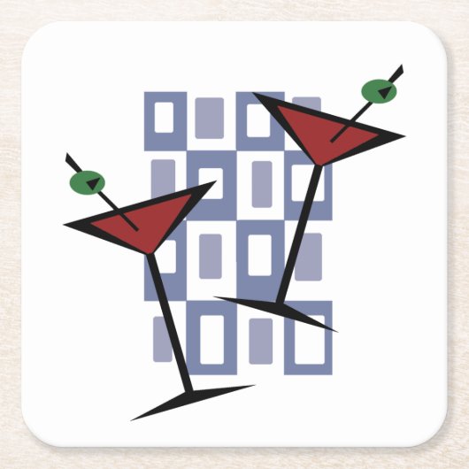 素晴らしいヴィンテージスタイルマルティーニ スクエアペーパーコースター (正面)