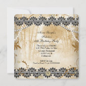 素晴らしいヴィンテージブラッククリームベージュレースフローラ 招待状 (裏面)