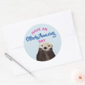 素晴らしい一日を過ごすかわいい写真を撮る ラウンドシール (封筒)