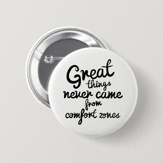 素晴らしい事は心地よい地帯から決して来ませんでした 缶バッジ (正面&裏面)