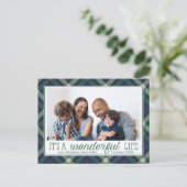 素晴らしい人生だ |グリーン・ネイビータータンチェックホリ シーズンポストカード (スタンド正面)