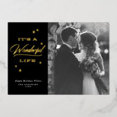 素晴らしい人生のクリスマスエレガント写真金ゴールドだ 箔シーズンカード (正面)