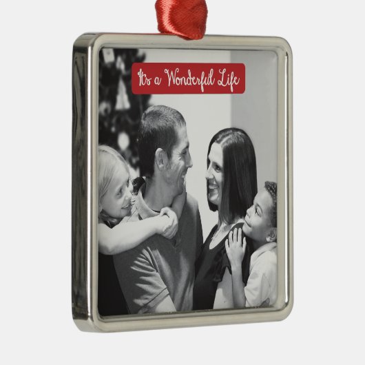 素晴らしい人生のクリスマスホリデーの写真メタ メタルオーナメント (右)