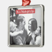 素晴らしい人生のクリスマスホリデーの写真メタ メタルオーナメント (左)
