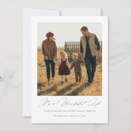 素晴らしい人生の家族のモダンクリスマス シーズンカード (正面)