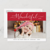 素晴らしい人生の赤と白のレタリング ポストカード (正面/裏面)