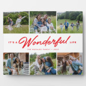 素晴らしい人生の赤6つの写真家族のコラージュ フォトプラーク (正面)