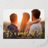 素晴らしい人生の金ゴールドのクリスマスフォト 箔シーズンカード (正面)