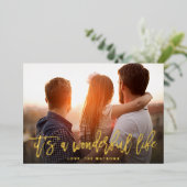 素晴らしい人生の金ゴールドのクリスマスフォト 箔シーズンカード (立ち正面)